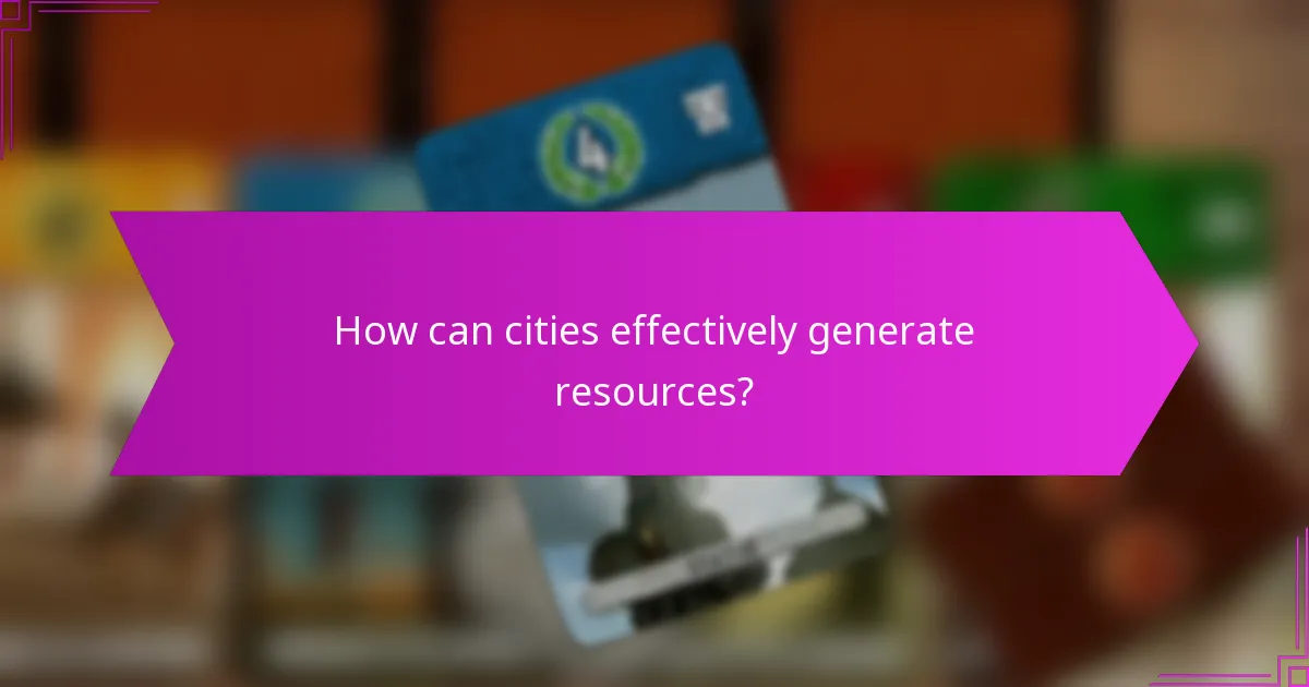 How can cities effectively generate resources?